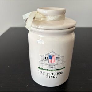 New Rae Dunn Let Freedom Ring. Patriotic Ceramic Jar with Lid